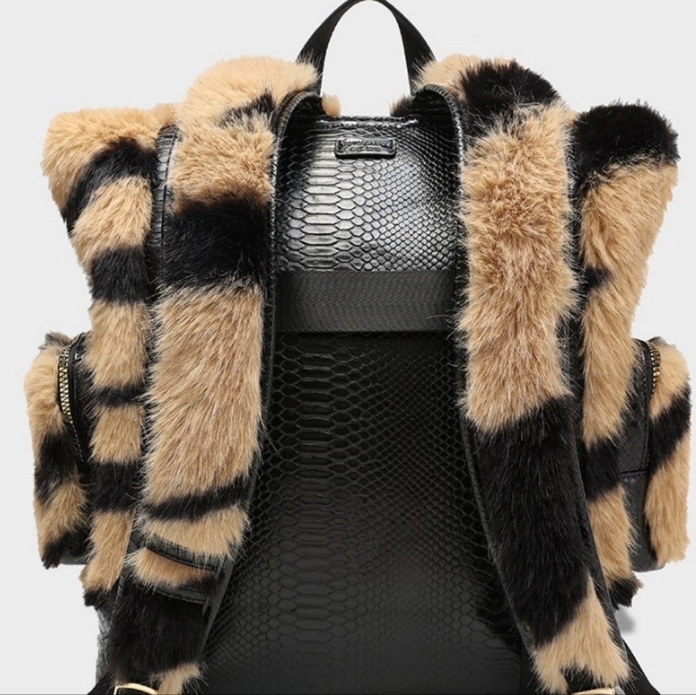 Leather and fur backpack